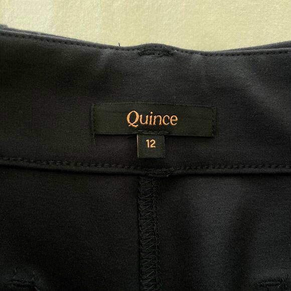 Quince Ultra-Stretch Ponte Cropped Wide Leg Pants in Navy Blue, Size 12 - Picture 9 of 11